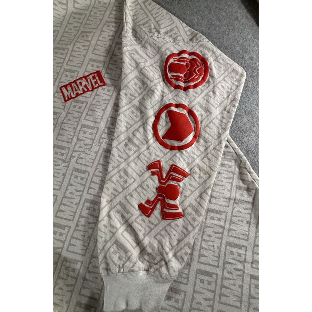 Marvel Spirit Jersey XL White All-Over Logo Long Sleeve Shirt Red Icons - Picture 3 of 13